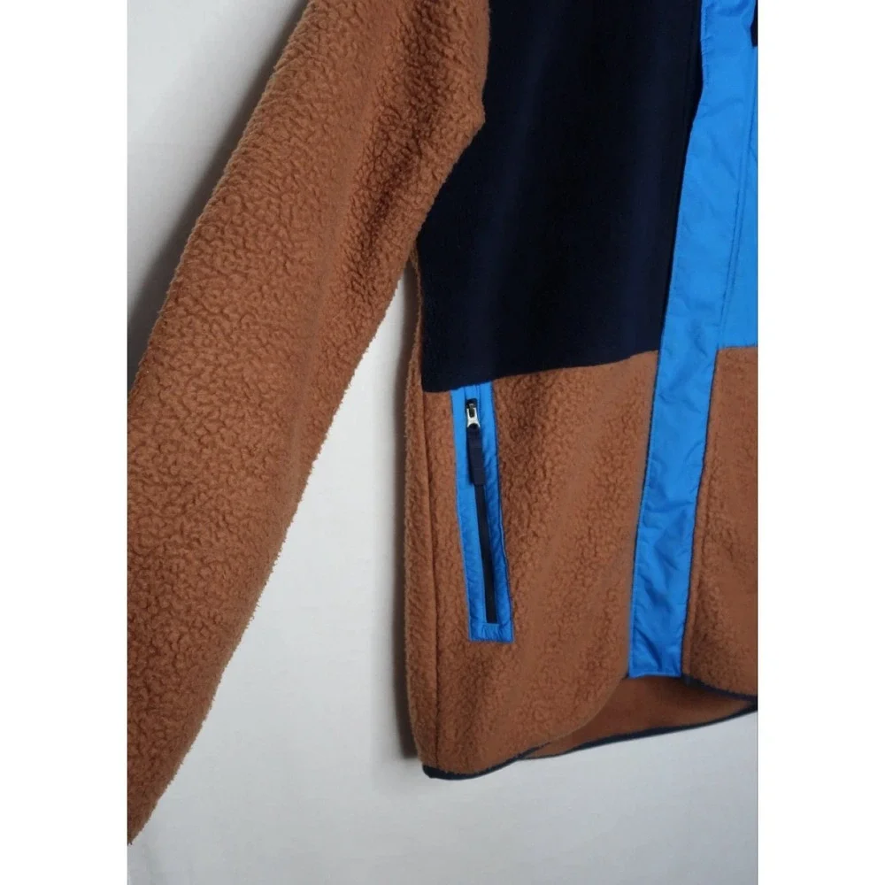 North Face Kids Boys XL Mixed Media Sherpa‎ Fleece Zip Hoodie Jacket Brown